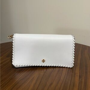 Tory Burch White Clutch with Gold Detail